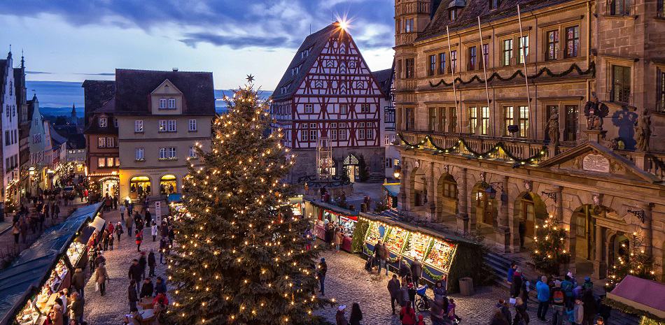 Der Weihnachtsmarkt in Rothenburg ob der Tauber.